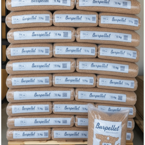 Palet de Pellets de Madera Burpellet Natural de 6mm para Calefacción de Biomasa con 72 Sacos de 15kg y Certificación de Alta Eficiencia Energética